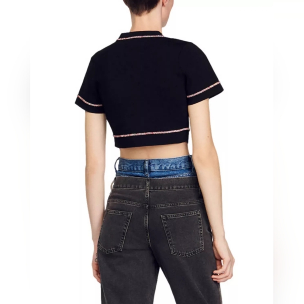 Sandro Elsa Cropped Cardigan - Picture 7 of 9
